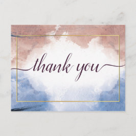 Cartão Postal Aquarela delicada alude a ondas Obrigado Post