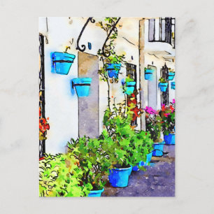 Cartão Postal Aquarela digital da rua em Mijas Pueblo
