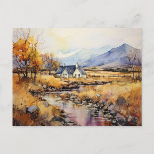Cartão Postal Aquarela do Outono nas Terras Altas 