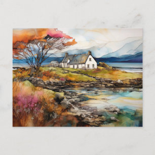 Cartão Postal Aquarela do Outono nas Terras Altas