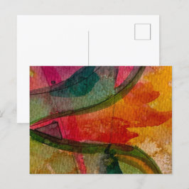 Cartão Postal Aquarela E Abstrato De Tinta Expressionística Arte