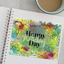 Cartão Postal Aquarela e Dia de as mães de Tinta Artística Vibra