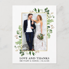 Cartão Postal Aquarela Eucalipto Casamento Ouro Amor Agradecimen