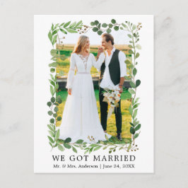Cartão Postal Aquarela Eucalipto Nós Casamos Casamento