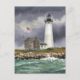 Cartão Postal Aquarela Farol Tempestade Oceano