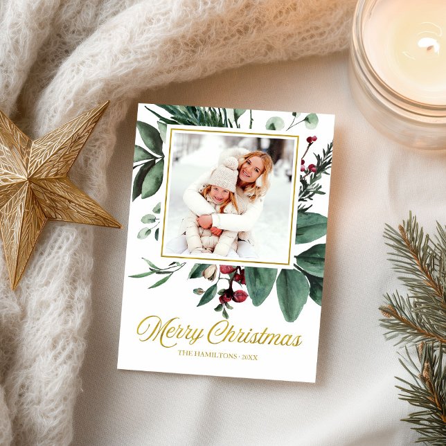 Cartão Postal Aquarela Feliz Natal Foto (Criador carregado)