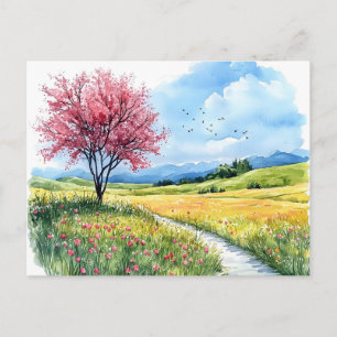Cartão Postal Aquarela Flor de Primavera da Nature