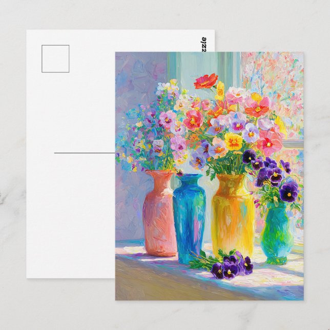 Cartão Postal Aquarela Floral  (Frente/Verso)