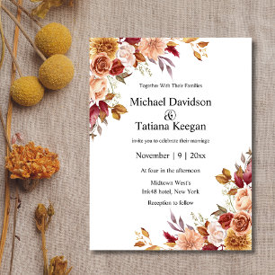 Cartão Postal aquarela floral botânico outono casamento outonal