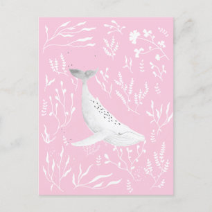 Cartão Postal Aquarela, Floral, Humpback, Rosa