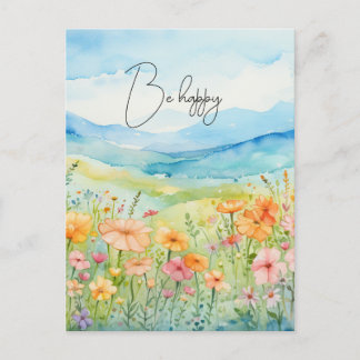 Cartão Postal Aquarela Flores