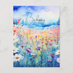 Cartão Postal Aquarela Flores
