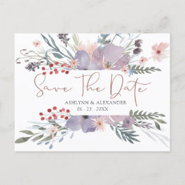 Cartão Postal Aquarela Flores Selvagens Cobre SALVAR A DATA