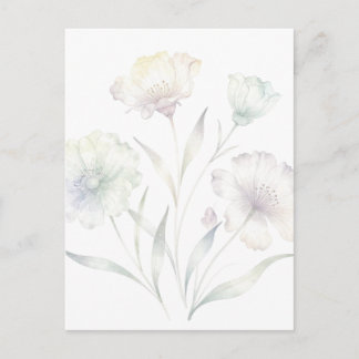 Cartão Postal Aquarela Flores Silvestres Pastéis Macios