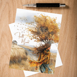 Cartão Postal Aquarela Humor de Outono do Prado Dourado