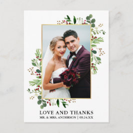 Cartão Postal Aquarela Inverno Verde Obrigados de Amor Dourados