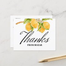 Aquarela Limão e Flores de Aniversário Agradecimen