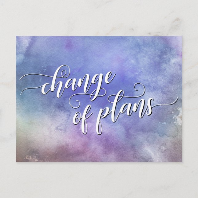 Cartão Postal Aquarela Mudança de Planos Casamento Adiado (Frente)