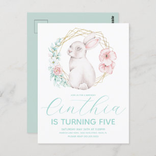 Cartão Postal Aquarela Páscoa Coelhinha Pastel de Aniversário