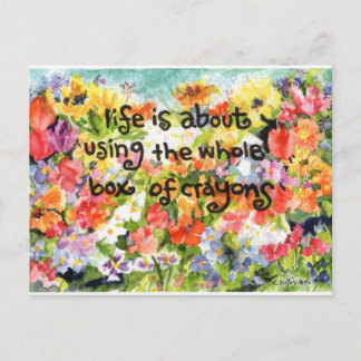Cartão Postal aquarela pintando flores britânicas + batuque dize