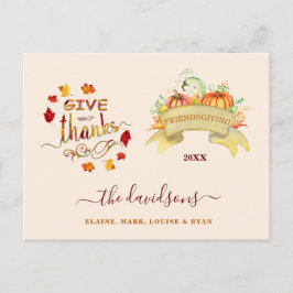 Cartão Postal Aquarela Pumpkins Dá Livre Aos Obrigados