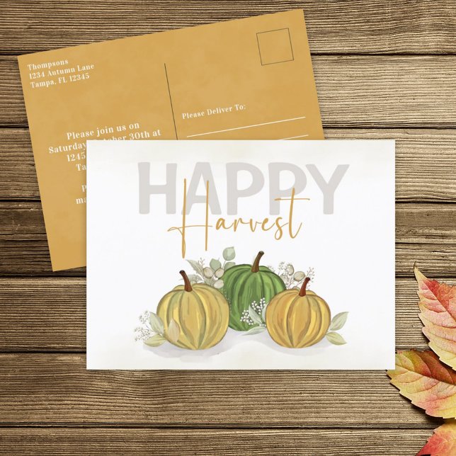 Cartão Postal Aquarela Simples Abóbora De Cabra Feliz Colheita (Criador carregado)