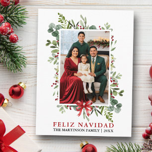 Cartão Postal Aquarela Verde Feliz Natal Arco Vermelho