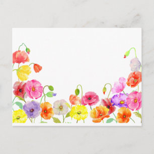 Cartão Postal Aquarelas Cópias Coloridas flores
