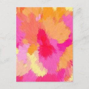 Cartão Postal Aquarelas rosa, laranja e amarelas