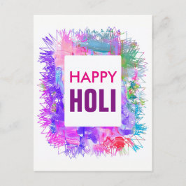 Cartão Postal Aquarelas Roxas Modernas Holi Feliz