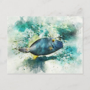 Cartão Postal Aquarelas tropicais havaianas - Peixe-espada