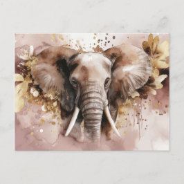 Cartão Postal Aquarell Illustration eines Elefanten mit Blumen