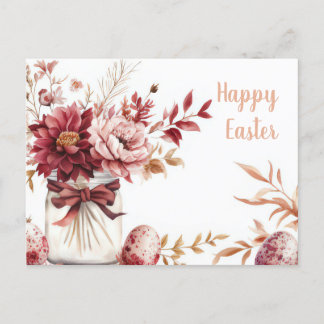 Cartão Postal Aquarell Oster Postkarte mit Ostereiern und Blumen