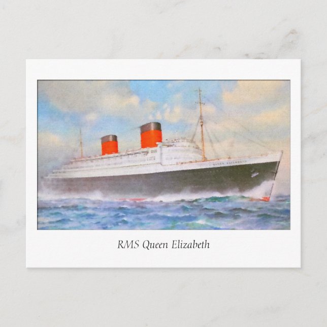 Cartão Postal Aquarelle RMS Queen Elizabeth (Frente)