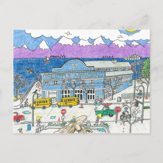 Cartão Postal Aquário de Seattle (Frente)