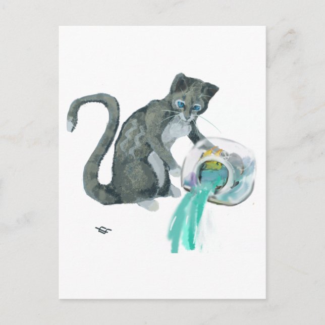 Cartão Postal Aquarius Cat (Frente)