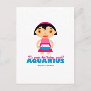 Cartão Postal Aquarius Zodiac para crianças