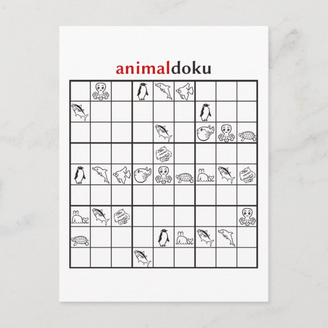 Cartão Postal aquático animaldoku (Frente)