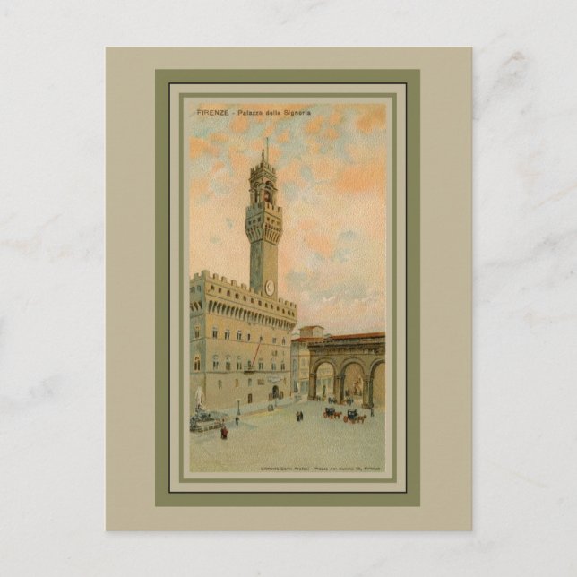 Cartão Postal Aqurelle aquarelle Florence Palazzo Vecchio (Frente)