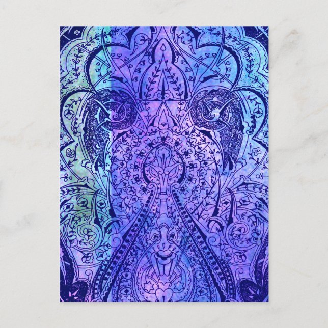 Cartão Postal Árabe vitoriano, KASBAH - Marinho e ciano (Frente)