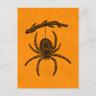 Cartão Postal Aranha-Aranha-do-Halloween Vintage Aranhas-de-fund