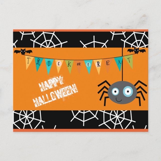 Cartão Postal Aranha de Halloween (Frente)