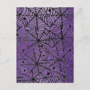 Cartão Postal Aranha de Halloween Spooky Webs em Roxo