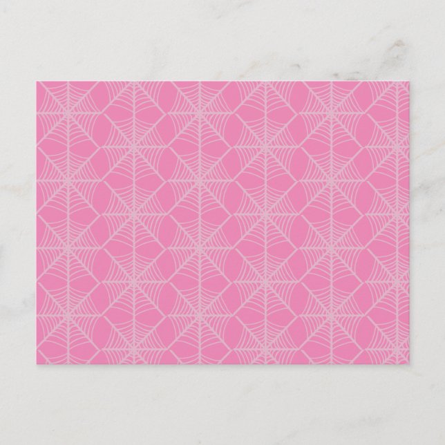 Cartão Postal Aranha-do-Halloween em rosa e branco (Frente)