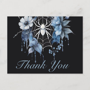 Cartão Postal Aranha Floral Azul e Gótica - Obrigado