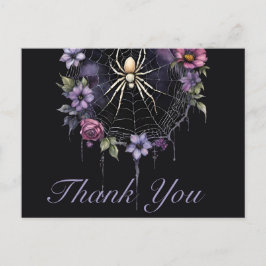 Cartão Postal Aranha Floral Púrpura Gótica Obrigado