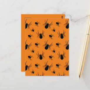 Cartão Postal Aranha padrão de Halloween Preto e Laranja
