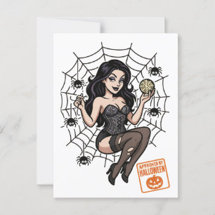 Cartão Postal Aranha-Pin-Up-Cartoon - Halloween Aprovada