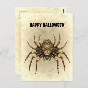 Cartão Postal Aranha Steampunk Feliz Halloween