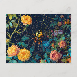 Cartão Postal Aranha-Wasp em uma Web entre o Illustrati Rosa